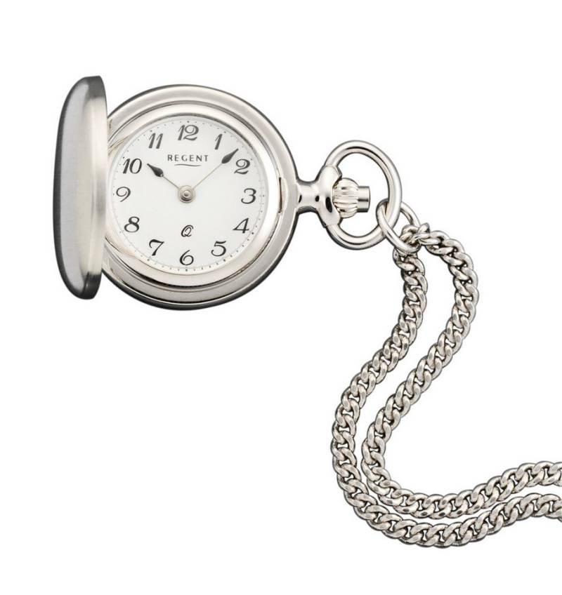 Regent Kettenuhr Umhhängeuhr mit Deckel, Set, 2-tlg., mit passender Panzerkette 70cm, 2teilig mit 70 cm langer Panzerkette von Regent