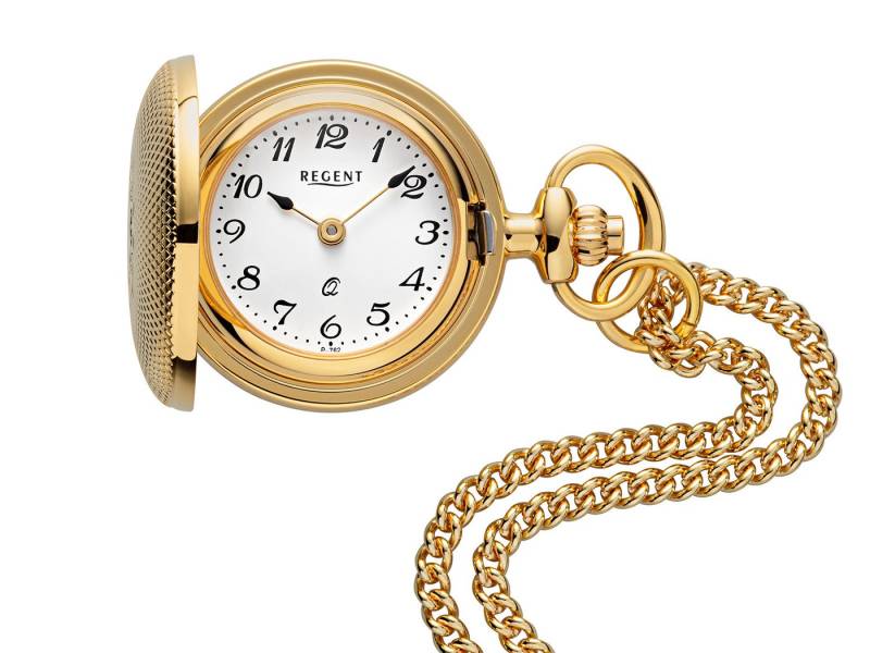 Regent Kettenuhr Umhhängeuhr mit Deckel, Set, 2-tlg., mit passender Panzerkette 70cm, 2teilig mit 70 cm langer Panzerkette von Regent
