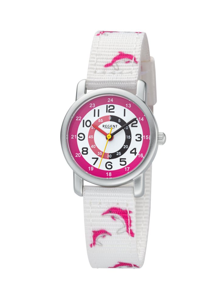 Regent Quarzuhr 3301F-09-C, Armbanduhr, Kinderuhr, Mädchen, analog von Regent
