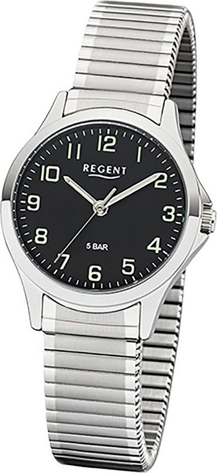 Regent Quarzuhr Regent Metall Damen Uhr 2242415 Analog, Damenuhr Metallarmband silber, rundes Gehäuse, klein (ca. 29mm) von Regent