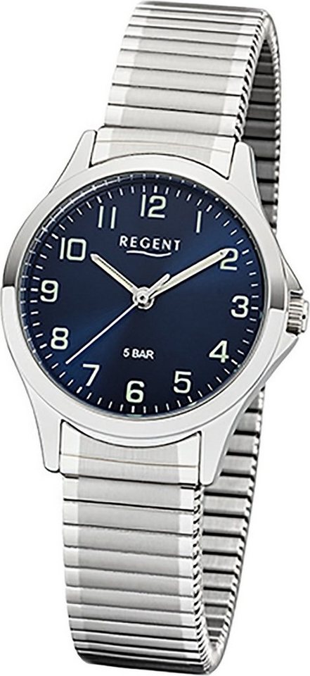 Regent Quarzuhr Regent Metall Damen Uhr 2242416 Analog, Damenuhr Metallarmband silber, rundes Gehäuse, klein (ca. 29mm) von Regent