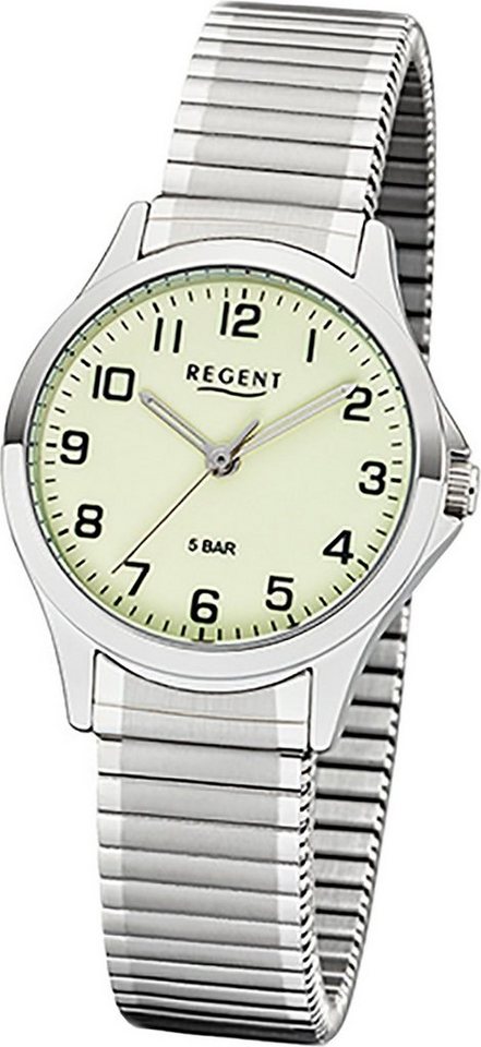 Regent Quarzuhr Regent Metall Damen Uhr 2242423 Analog, Damenuhr Metallarmband silber, rundes Gehäuse, klein (ca. 29mm) von Regent