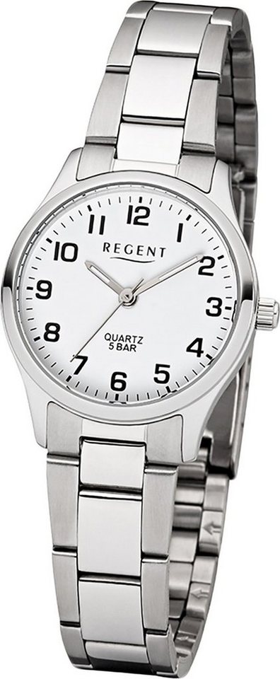 Regent Quarzuhr Regent Edelstahl Damen Uhr 2253410, Damenuhr Edelstahlarmband silber, rundes Gehäuse, klein (ca. 29mm) von Regent