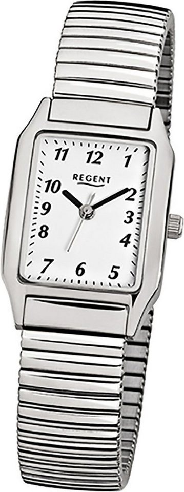 Regent Quarzuhr »Regent Stahl Damen Uhr F-268 Quarzuhr«, (Analoguhr), Damenuhr mit Edelstahlarmband, eckiges Gehäuse, klein (ca. 23x26mm), Elegant-Style von Regent