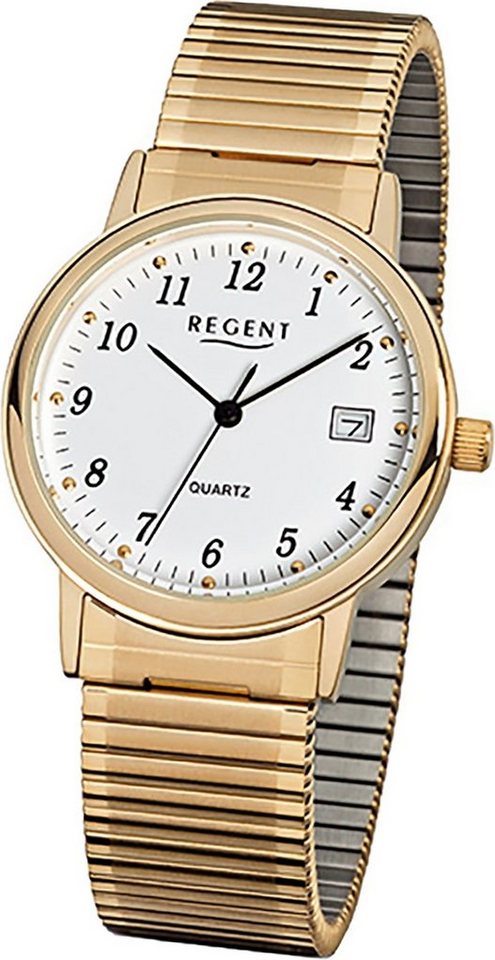 Regent Quarzuhr Regent Stahl Herren Uhr F-707 Quarzuhr, Herrenuhr Edelstahl, ionenplattiert rundes Gehäuse, mittel (ca. 35mm) von Regent