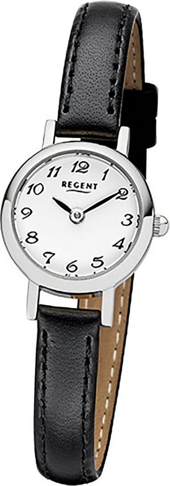 Regent Quarzuhr Regent Leder Damen Uhr F-979 Quarzuhr, Damenuhr mit Lederarmband, rundes Gehäuse, klein (ca. 20mm), Elegant-S von Regent