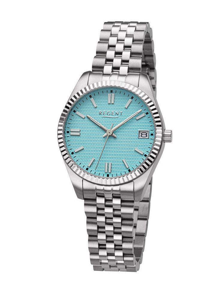 Regent Quarzuhr Damenuhr 34mm Classic Edition Jubilee Stahlband BA-87 BA-87., geriffelte Lünette von Regent