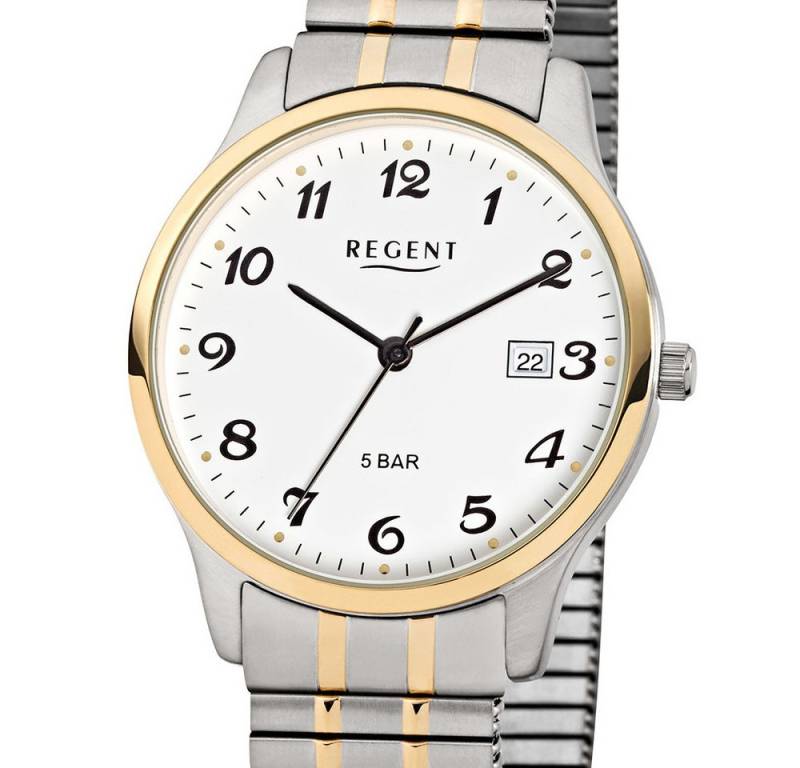Regent Quarzuhr F-877 Herren-Uhr Analog Quarz mit Zug-Armband Silber IP Gold Ø 36 mm Regent Quarzuhr F-877 Herren-Uhr Analog Quarz mit Zug-Armband Silber IP Gold Ø 36 mm von Regent
