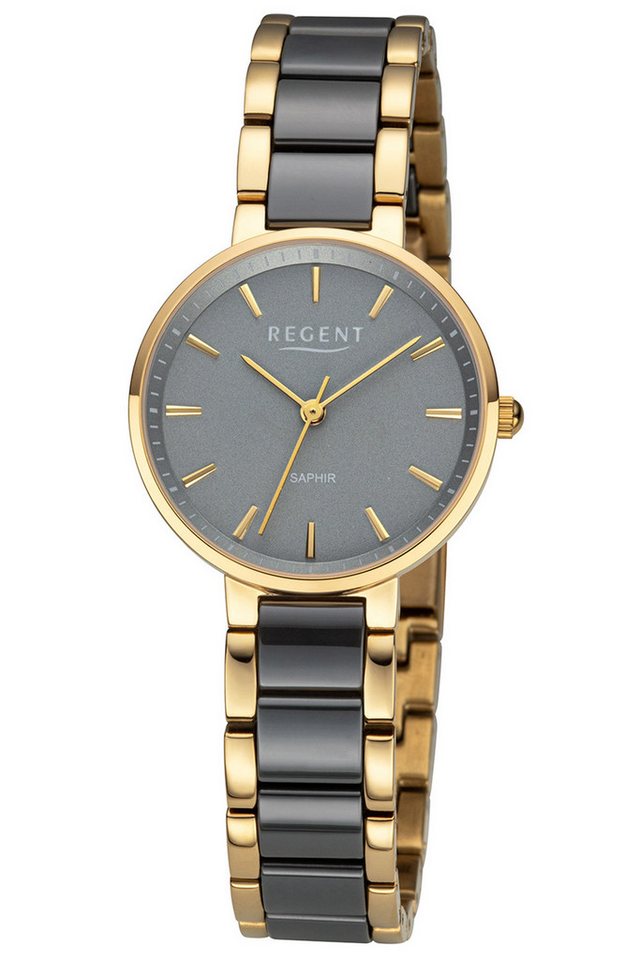 Regent Quarzuhr Keramik Goldfarben/Grau von Regent