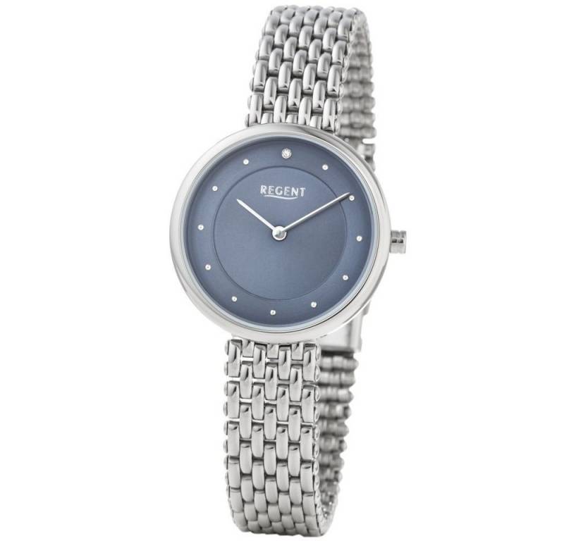 Regent Quarzuhr REGENT Damen Armbanduhr 03H46FB01-B blau D. 30 mm Edelstahlband silber von Regent