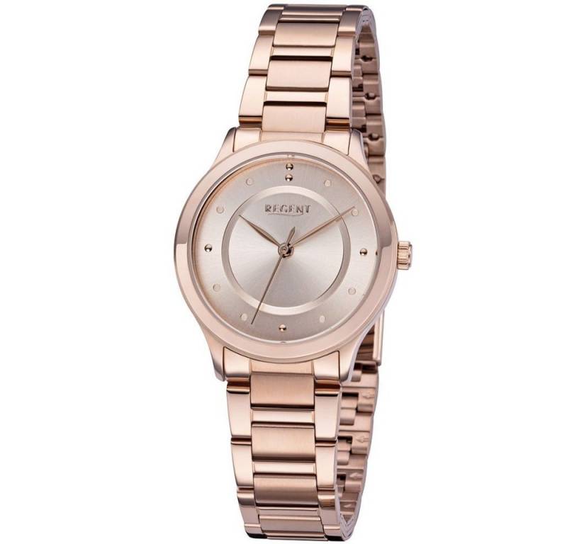 Regent Quarzuhr REGENT Damen Armbanduhr 03P28FB-01C rosé D. 31 mm Stahlband rosé von Regent