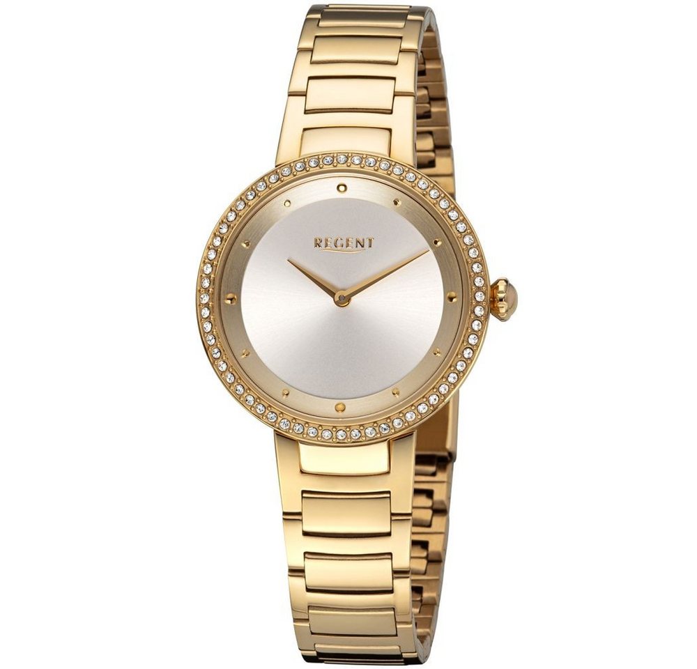 Regent Quarzuhr REGENT Damen Armbanduhr 03U91FB02-B goldfarbend D. 33 mm Edelstahlband von Regent