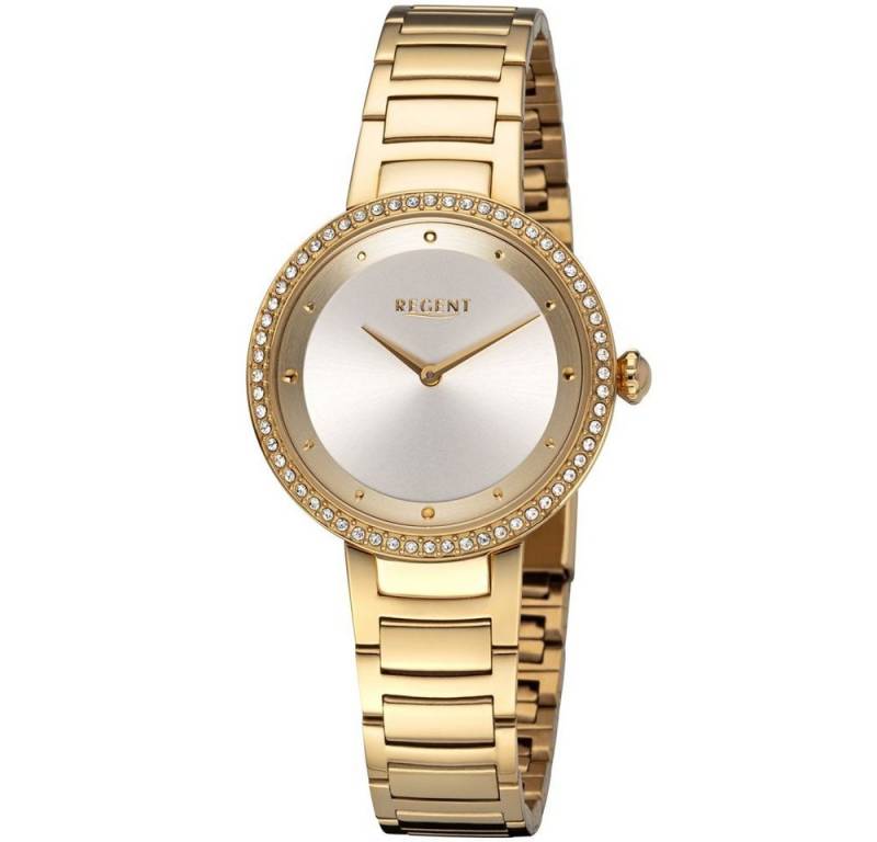 Regent Quarzuhr REGENT Damen Armbanduhr 03U91FB02-B goldfarbend D. 33 mm Edelstahlband von Regent