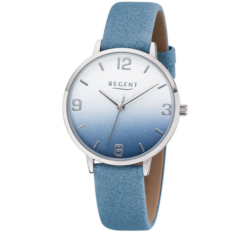 Regent Quarzuhr REGENT Damen Armbanduhr BA-471 blau degradé D. 34 mm Kunstlederband Regent Quarzuhr REGENT Damen Armbanduhr BA-471 blau degradé D. 34 mm Kunstlederband von Regent