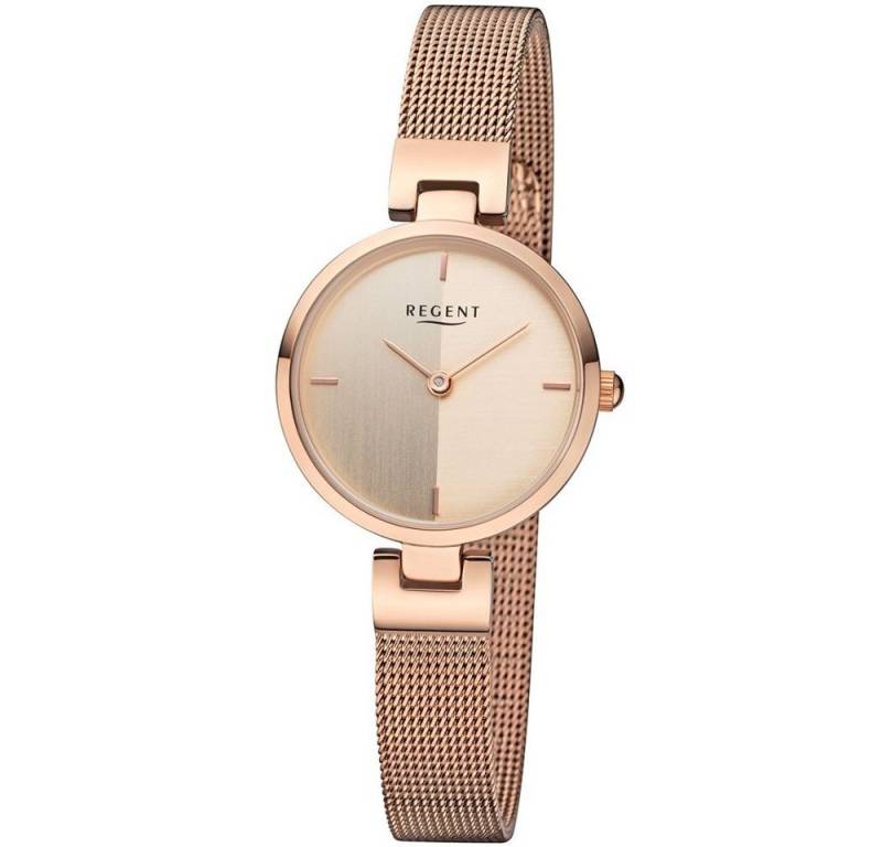 Regent Quarzuhr REGENT Damen Armbanduhr BA-540 kupfer D. 27 mm Milanaiseband rosé von Regent