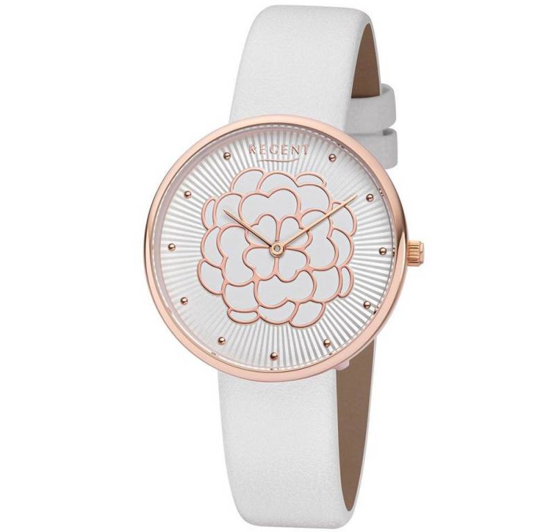 Regent Quarzuhr REGENT Damen Armbanduhr BA-604 Blütezeit rosé D. 36 mm Kunstlederband von Regent