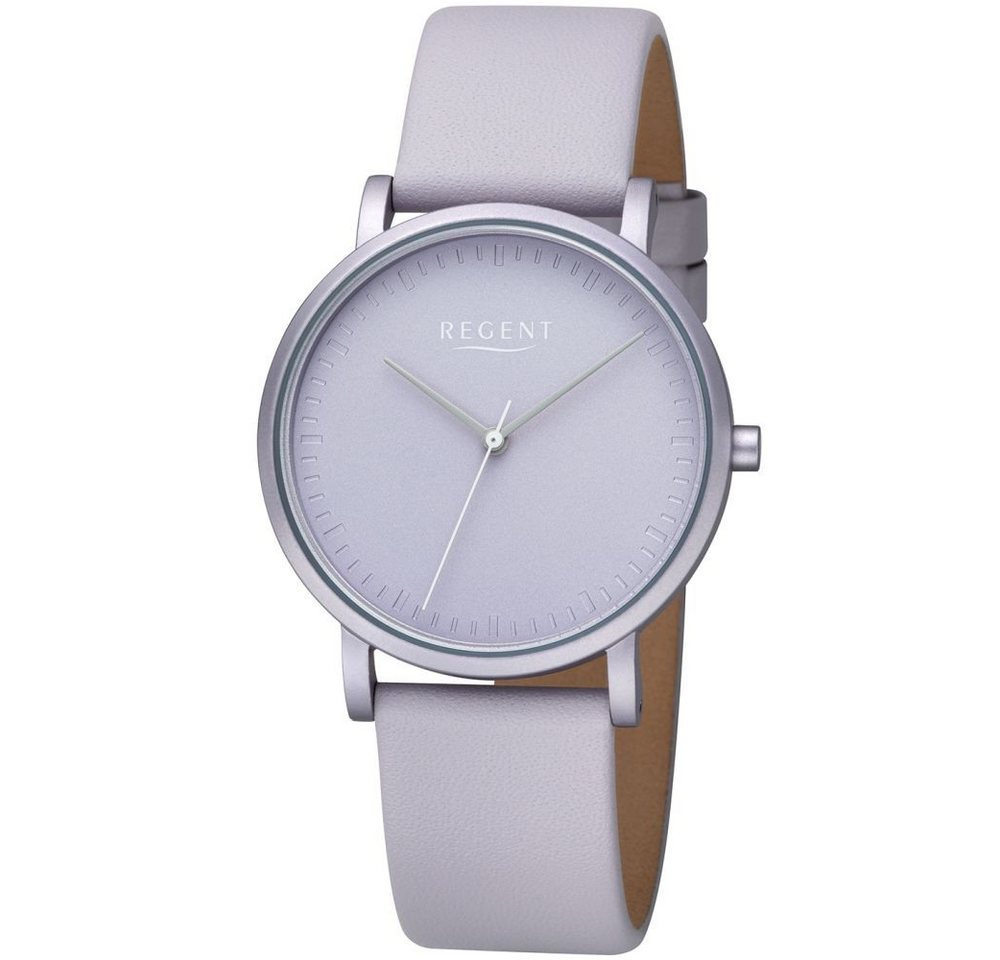 Regent Quarzuhr REGENT Damen Armbanduhr BA-805 pastell-flieder D. 36 mm Lederband von Regent