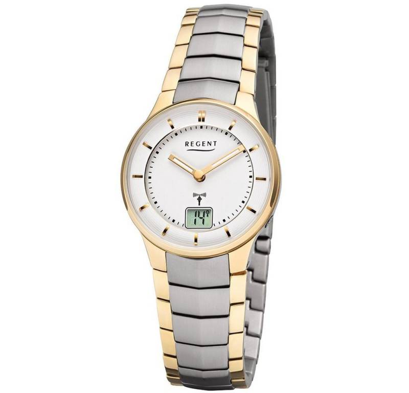 Regent Quarzuhr REGENT Damen Armbanduhr FR261 bicolor D. 30 mm Funkuhr Edelstahlband von Regent