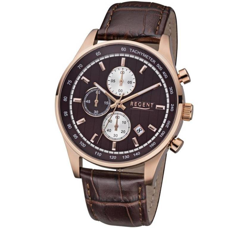 Regent Quarzuhr REGENT Herren Armbanduhr CHRONO UM-1613, rosé / braun D.43mm Lederband Regent Quarzuhr REGENT Herren Armbanduhr CHRONO UM-1613, rosé / braun D.43mm Lederband von Regent