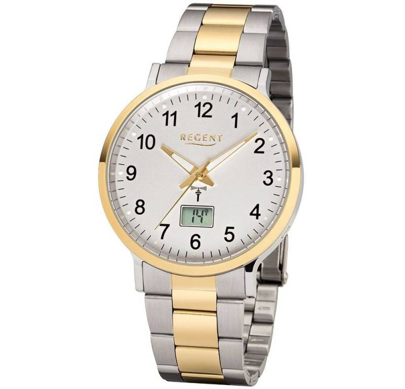 Regent Quarzuhr REGENT Herren Armbanduhr FR-245 bicolor D. 40 mm Funkuhr Edelstahlband von Regent