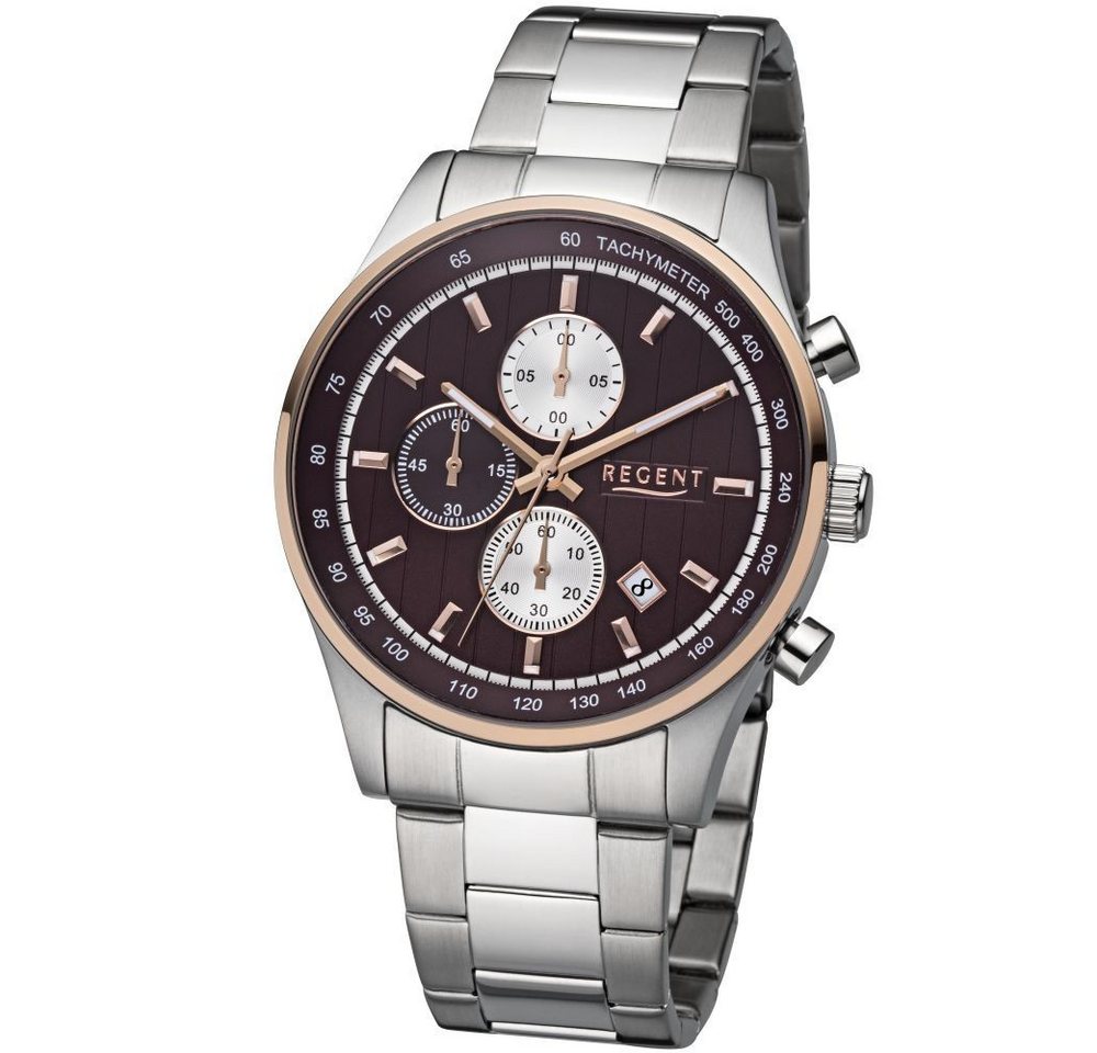 Regent Quarzuhr REGENT Herren Armbanduhr UM-1614, rosé / bicolor D. 43 mm Stahlband von Regent