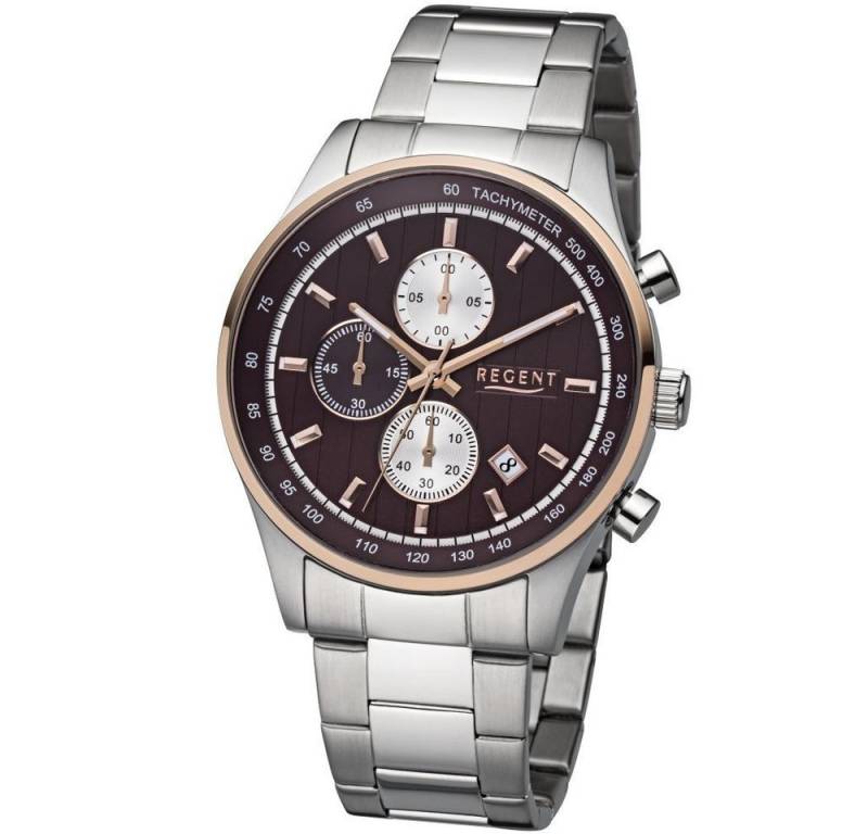 Regent Quarzuhr REGENT Herren Armbanduhr UM-1614, rosé / bicolor D. 43 mm Stahlband von Regent