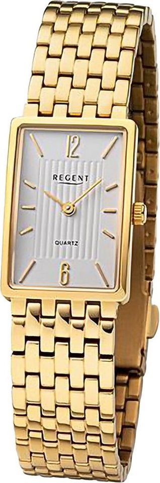 Regent Quarzuhr Regent Damen Armbanduhr Analog, (Analoguhr), Damen Armbanduhr rund, extra groß (ca. 20x29mm), Metallarmband von Regent