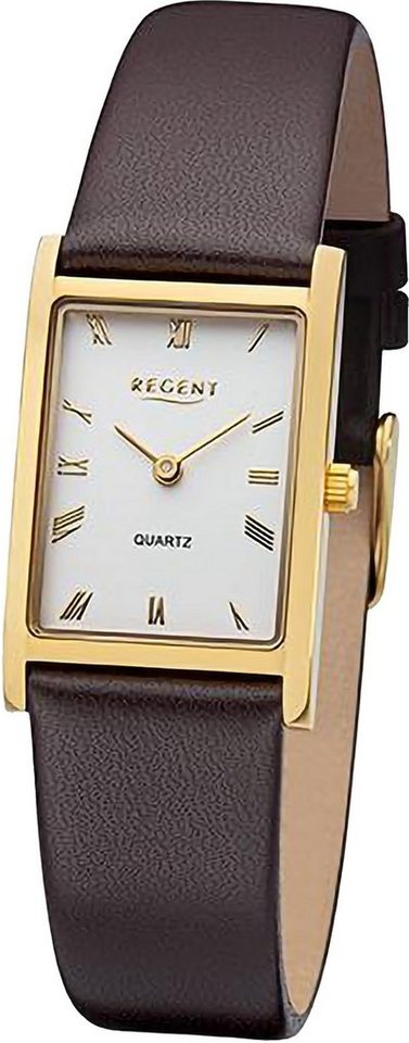 Regent Quarzuhr Regent Damen Armbanduhr Analog, (Analoguhr), Damen Armbanduhr rund, extra groß (ca. 22x34mm), Lederarmband von Regent