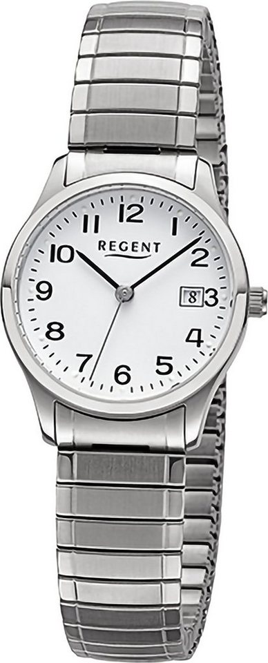 Regent Quarzuhr Regent Damen Armbanduhr Analog, (Analoguhr), Damen Armbanduhr rund, extra groß (ca. 27mm), Edelstahlarmband von Regent