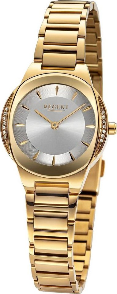 Regent Quarzuhr Regent Damen Armbanduhr Analog, (Analoguhr), Damen Armbanduhr rund, extra groß (ca. 28,5mm), Metallarmband von Regent