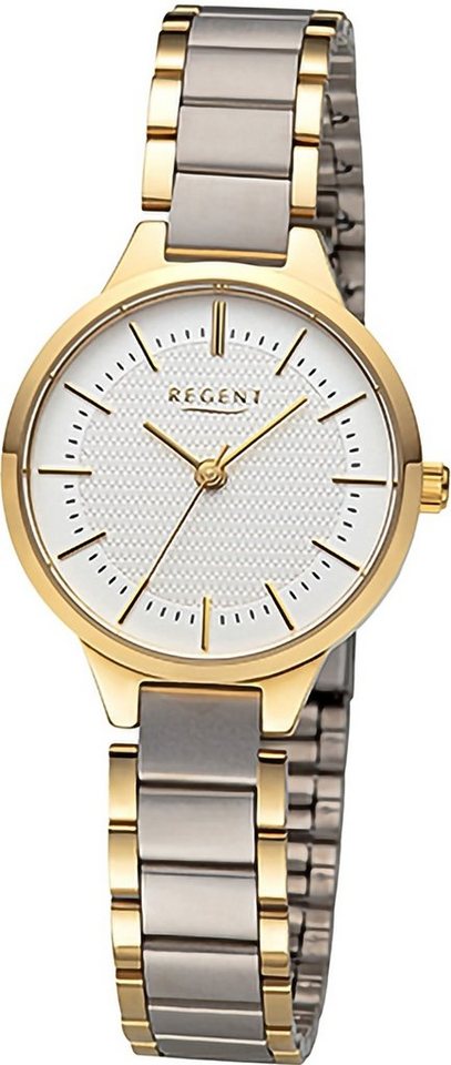 Regent Quarzuhr Regent Damen Armbanduhr Analog, (Analoguhr), Damen Armbanduhr rund, extra groß (ca. 28mm), Metallarmband von Regent