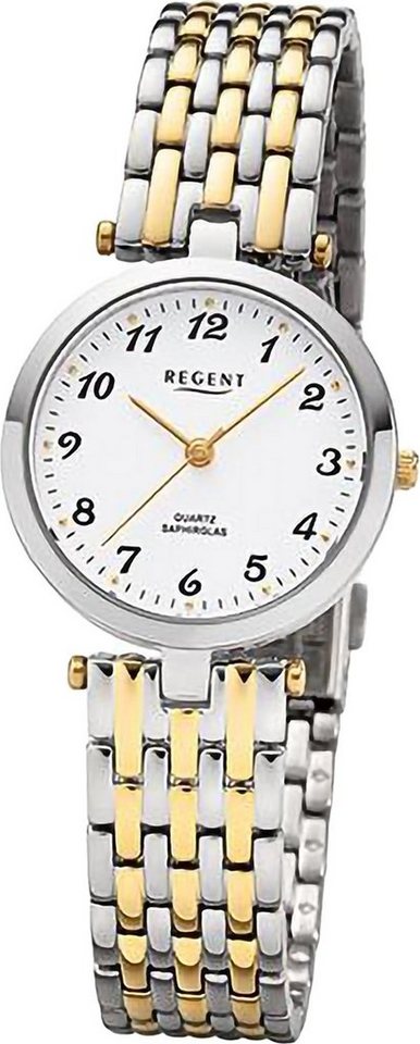 Regent Quarzuhr Regent Damen Armbanduhr Analog, (Analoguhr), Damen Armbanduhr rund, extra groß (ca. 28mm), Metallarmband von Regent