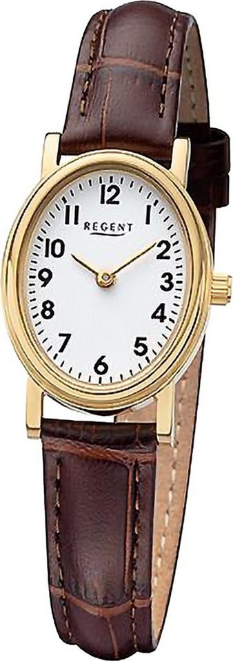 Regent Quarzuhr Regent Damen Armbanduhr Analog, (Analoguhr), Damen Armbanduhr rund, extra groß (ca. 28x32mm), Lederarmband von Regent