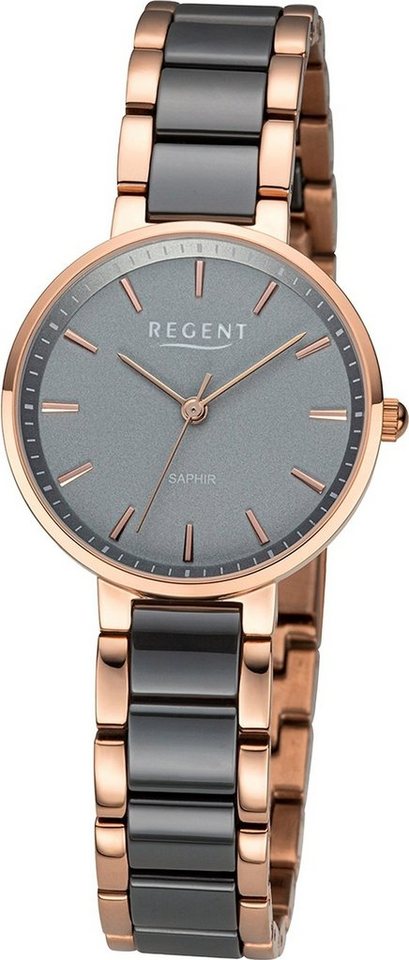 Regent Quarzuhr Regent Damen Armbanduhr Analog, (Analoguhr), Damen Armbanduhr rund, extra groß (ca. 30mm), Keramikarmband von Regent