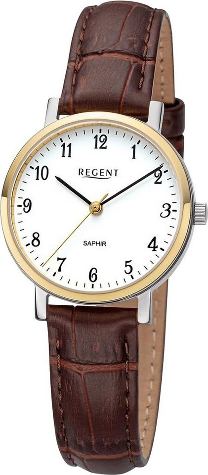 Regent Quarzuhr Regent Damen Armbanduhr Analog, (Analoguhr), Damen Armbanduhr rund, extra groß (ca. 30mm), Lederarmband von Regent