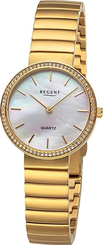 Regent Quarzuhr Regent Damen Armbanduhr Analog, (Analoguhr), Damen Armbanduhr rund, extra groß (ca. 30mm), Metallarmband von Regent