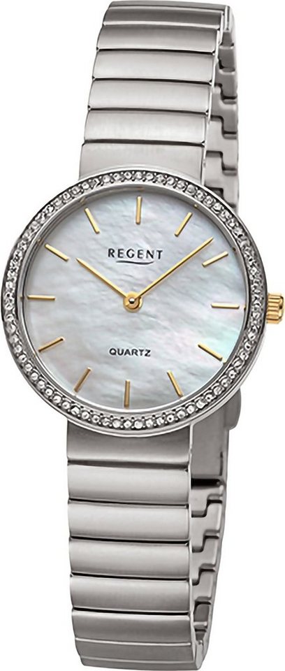Regent Quarzuhr Regent Damen Armbanduhr Analog, (Analoguhr), Damen Armbanduhr rund, extra groß (ca. 30mm), Metallarmband von Regent