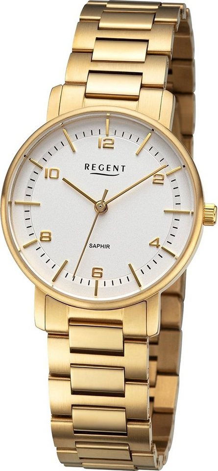 Regent Quarzuhr Regent Damen Armbanduhr Analog, (Analoguhr), Damen Armbanduhr rund, extra groß (ca. 32mm), Metallarmband von Regent