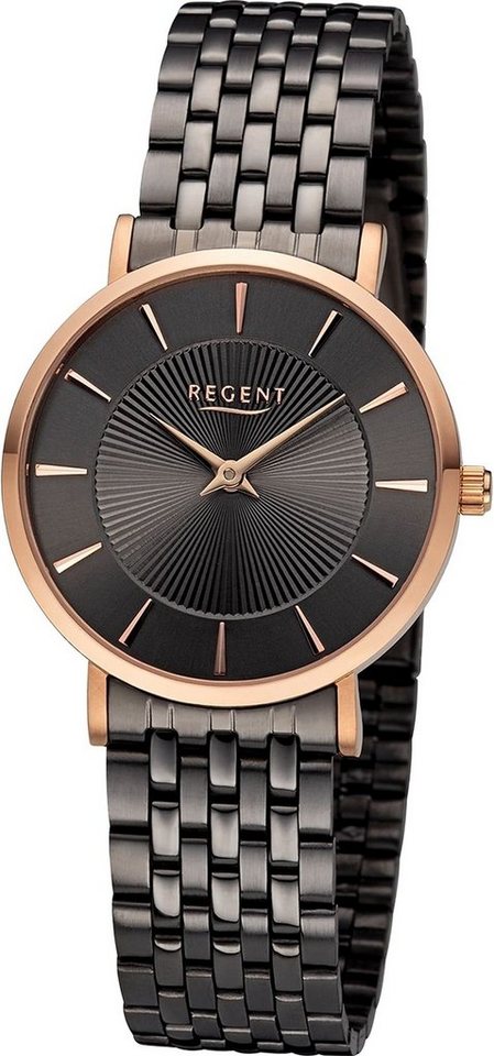 Regent Quarzuhr Regent Damen Armbanduhr Analog, (Analoguhr), Damen Armbanduhr rund, extra groß (ca. 32mm), Metallarmband von Regent