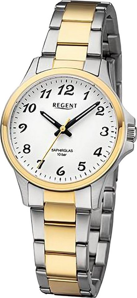 Regent Quarzuhr Regent Damen Armbanduhr Analog, (Analoguhr), Damen Armbanduhr rund, extra groß (ca. 32mm), Metallarmband von Regent