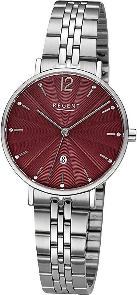 Regent Quarzuhr Regent Damen Armbanduhr Analog, (Analoguhr), Damen Armbanduhr rund, extra groß (ca. 32mm), Metallarmband von Regent