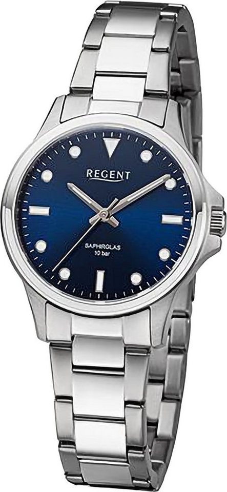 Regent Quarzuhr Regent Damen Armbanduhr Analog, (Analoguhr), Damen Armbanduhr rund, extra groß (ca. 32mm), Metallarmband von Regent