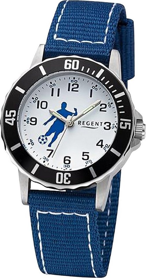 Regent Quarzuhr Regent Damen Armbanduhr Analog, (Analoguhr), Damen Armbanduhr rund, extra groß (ca. 32mm), Textilarmband von Regent