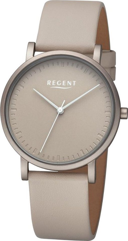 Regent Quarzuhr Regent Damen Armbanduhr Analog, (Analoguhr), Damen Armbanduhr rund, extra groß (ca. 36mm), Lederarmband von Regent