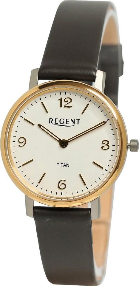 Regent Quarzuhr Regent Damen Armbanduhr Analog, (Analoguhr), Damen Armbanduhr rund, extra groß (ca. 31mm), Lederarmband von Regent