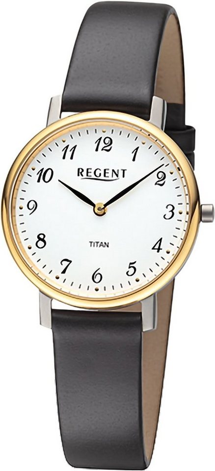 Regent Quarzuhr Regent Damen Armbanduhr Analog, Damen Armbanduhr rund, extra groß (ca. 31mm), Lederarmband von Regent