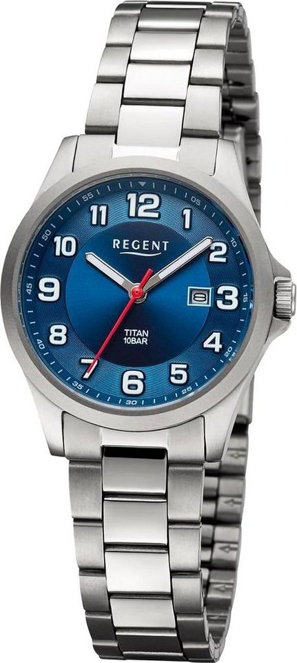 Regent Quarzuhr Regent Damen Armbanduhr Analog, Damen Armbanduhr rund, extra groß (ca. 31mm), Metallarmband von Regent