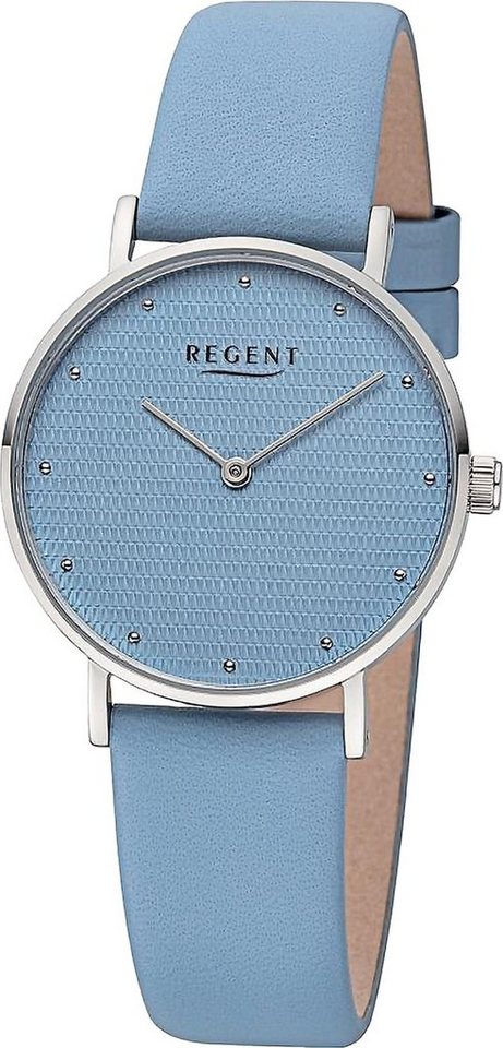 Regent Quarzuhr Regent Damen Armbanduhr Analog, Damen Armbanduhr rund, extra groß (ca. 32mm), Lederarmband von Regent