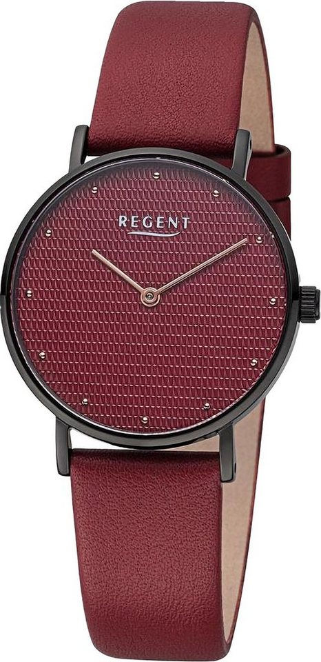 Regent Quarzuhr Regent Damen Armbanduhr Analog, Damen Armbanduhr rund, extra groß (ca. 32mm), Lederarmband von Regent