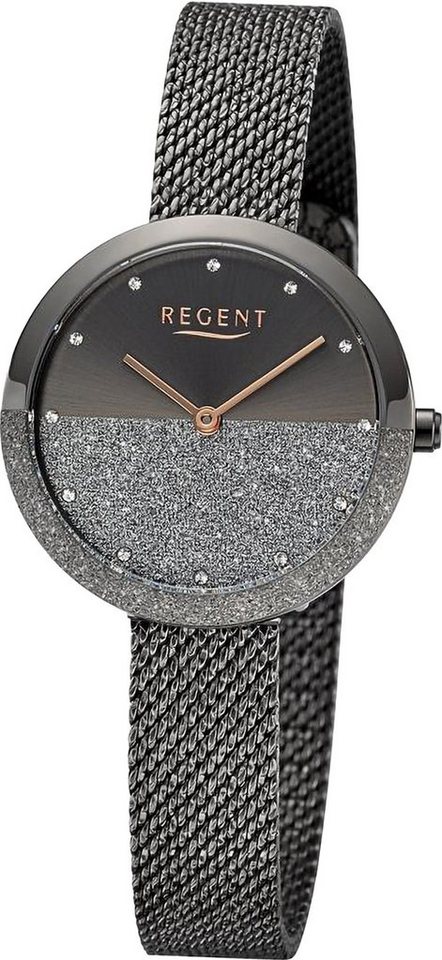 Regent Quarzuhr Regent Damen Armbanduhr Analog, Damen Armbanduhr rund, extra groß (ca. 32mm), Metallarmband von Regent
